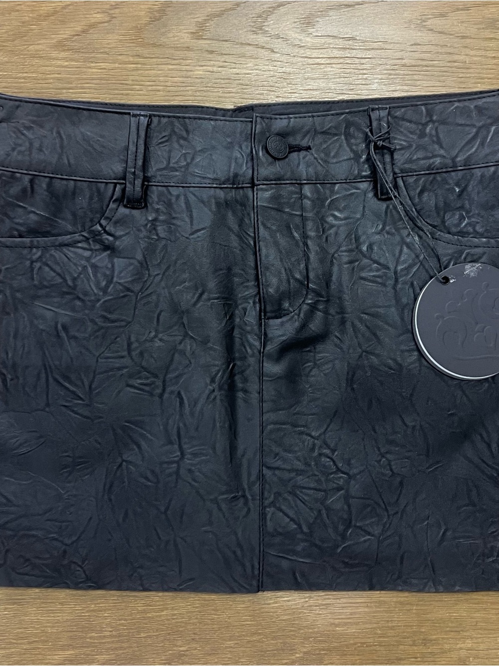 Black Women's Faux Leather Mini Skirt - siwy denim